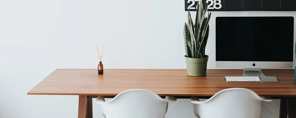 Clean minimalist office desk